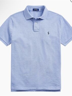 Polo Ralph Lauren Baby Blue Cotton Mesh Polo Shirt - Classic Fit - Men's M
